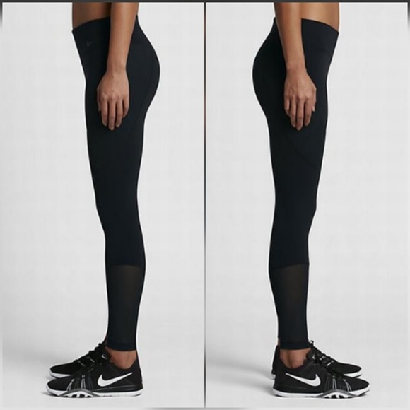 Nike Legendary Tight Fit Legging Pants Black Mesh - Picture 2 of 8
